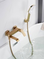 Смеситель для ванны с изливом и душевой лейкой Shevanik S4102G, золотой сатин
