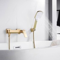 Смеситель для ванны с изливом и душевой лейкой Shevanik S4102G, золотой сатин