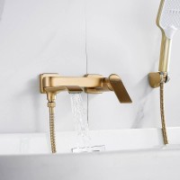 Смеситель для ванны с изливом и душевой лейкой Shevanik S4102G, золотой сатин