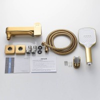Смеситель для ванны с изливом и душевой лейкой Shevanik S4102G, золотой сатин