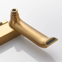 Смеситель для ванны с изливом и душевой лейкой Shevanik S4102G, золотой сатин