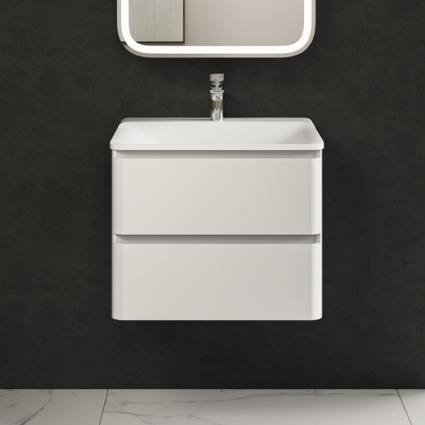 Тумба с раковиной AQUAme S4 60 подвесная, 2 ящика, белый глянец