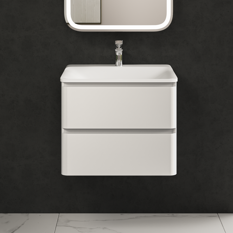 Тумба с раковиной AQUAme S4 60 подвесная, 2 ящика, белый глянец