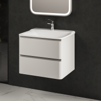Тумба с раковиной AQUAme S4 60 подвесная, 2 ящика, белый глянец