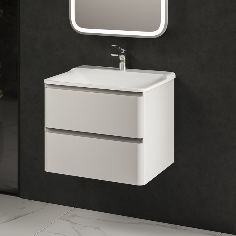 Тумба с раковиной AQUAme S4 60 подвесная, 2 ящика, белый глянец