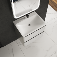 Тумба с раковиной AQUAme S4 60 подвесная, 2 ящика, белый глянец