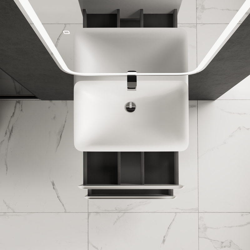 Тумба с раковиной AQUAme S4 60 подвесная, 2 ящика, белый глянец