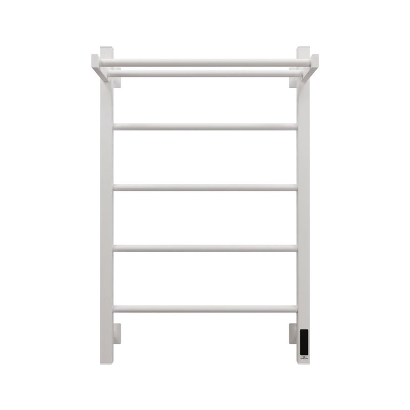 Полотенцесушитель электрический Grota App 530х800 RAL9016 EL 80x55 см, подключение справа, слева, скрытое подключение справа, матовый белый, лесенка, из стали, с полкой
