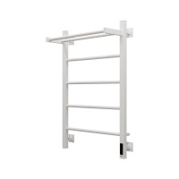 Полотенцесушитель электрический Grota App 530х800 RAL9016 EL 80x55 см, подключение справа, слева, скрытое подключение справа, матовый белый, лесенка, из стали, с полкой