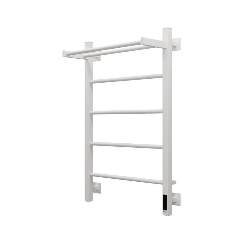 Полотенцесушитель электрический Grota App 530х800 RAL9016 EL 80x55 см, подключение справа, слева, скрытое подключение справа, матовый белый, лесенка, из стали, с полкой