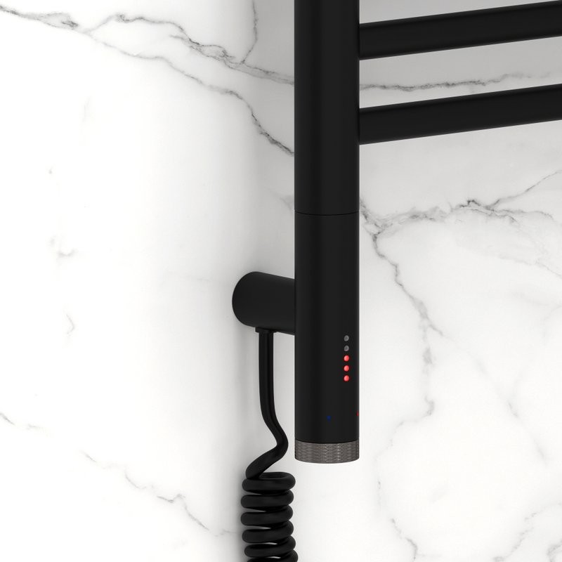 Полотенцесушитель электрический Сунержа Богема 3.1 31-6004-1260 130x65 см, подключение слева, матовый черный, лесенка