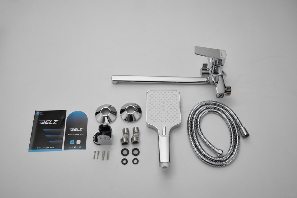 Смеситель с длинным изливом для ванны BELZ B715 B22715 хром