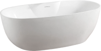 Акриловая ванна Abber AB9323 170x80 см, отдельностоящая, белая, овальная, с каркасом, со сливом-переливом