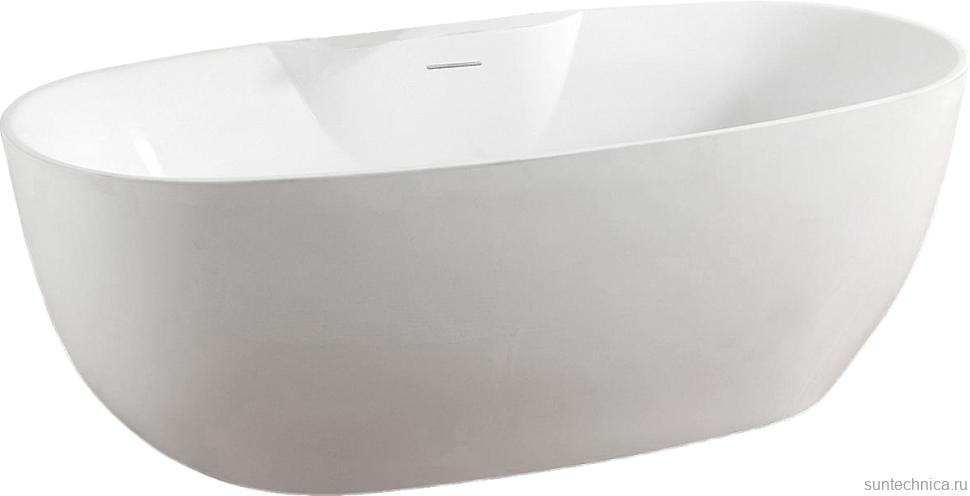 Акриловая ванна Abber AB9323 170x80 см, отдельностоящая, белая, овальная, с каркасом, со сливом-переливом