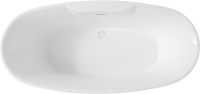 Акриловая ванна Abber AB9323 170x80 см, отдельностоящая, белая, овальная, с каркасом, со сливом-переливом
