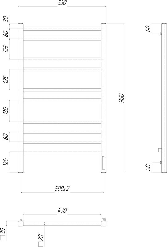 Полотенцесушитель электрический Lemark Unit П10 50x90, хром