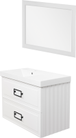 Тумба с раковиной La Fenice Cubo Twin 90 L bianco, ручки черные, раковина Cubo 90 L
