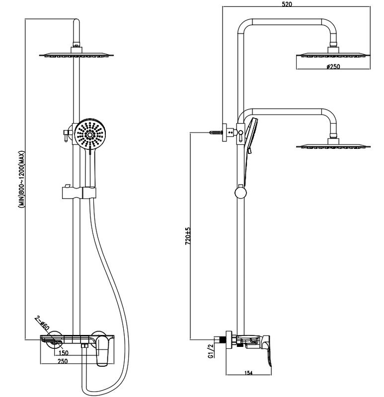 Душевая стойка SantiLine SL-9011MB черный матовый