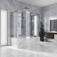 Шторка на ванну Kubele DE019 P2U-CLN-CH 150х80 см, профиль хром
