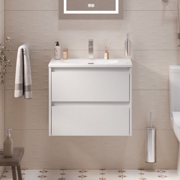 Тумба с раковиной BelBagno Kraft 39 60 bianco opaco, раковина BB-8099-3-60