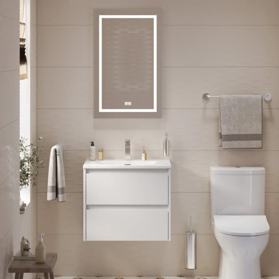 Тумба с раковиной BelBagno Kraft 39 60 bianco opaco, раковина BB-8099-3-60