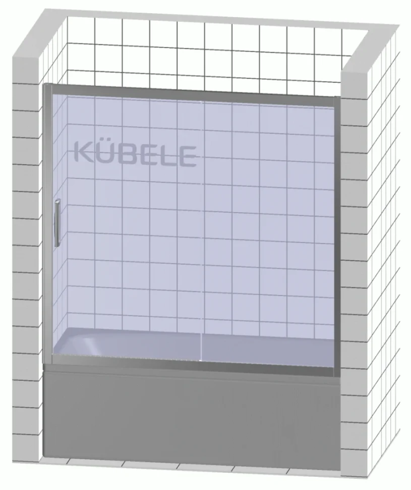 Шторка на ванну Kubele DE019 P2-CLN-CH 150х150 см, профиль хром