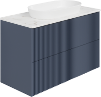 Тумба под раковину со столешницей La Fenice Terra Twin 100 подвесная, blu grigio, столешница белый мрамор