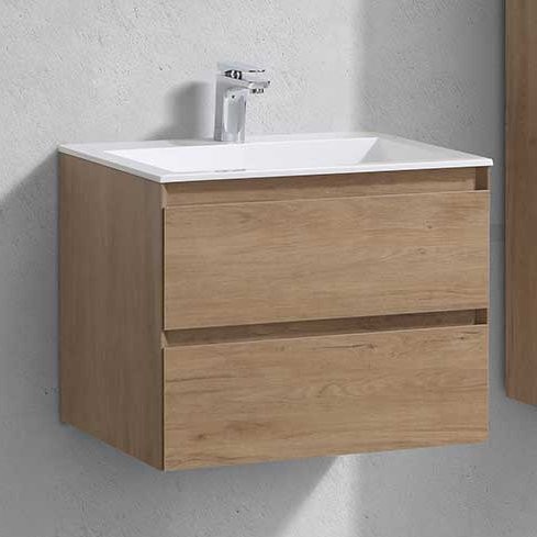 Тумба под раковину Vincea Luka 60 подвесная, 2 ящика, натуральный дуб