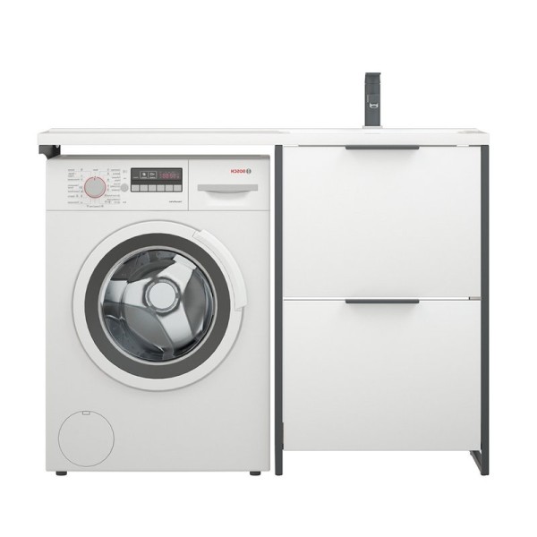 Тумба с раковиной Corozo Гера 120 Z R напольная, белая, под стиральную машину