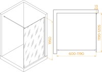 Душевая перегородка RGW Walk In WA-010B 120x195 см, профиль матовый черный, стекло матовое-сатинат
