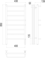 Полотенцесушитель электрический Terminus Евромикс П8 400x850 квадро