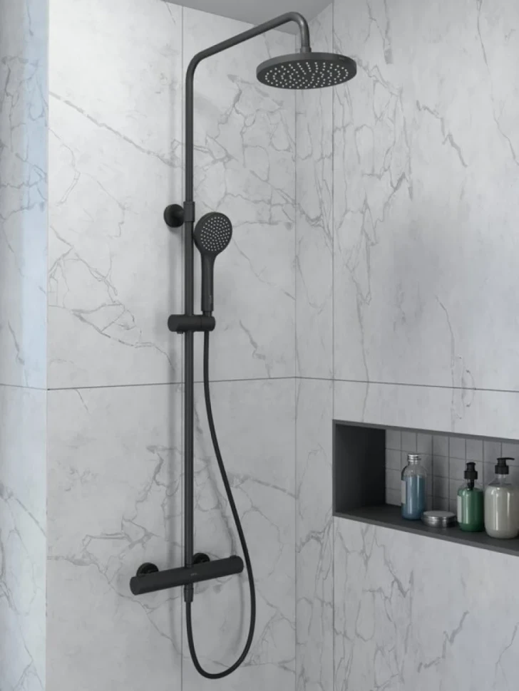 Душевая стойка VitrA Joy A4729836EXP с термостатом, матовая черная