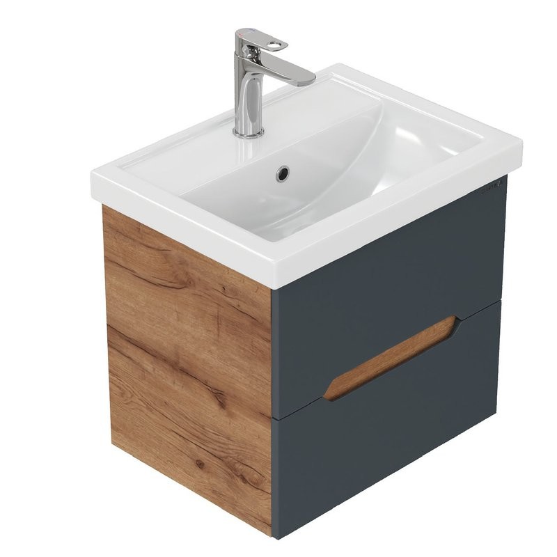 Мебель для ванной комнаты Onika Айленд 60 подвесная, графит, дуб крафт золотой