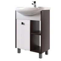 Тумба с раковиной Mixline Боско 55 глянцевая белая, венге, раковина Элеганс 55