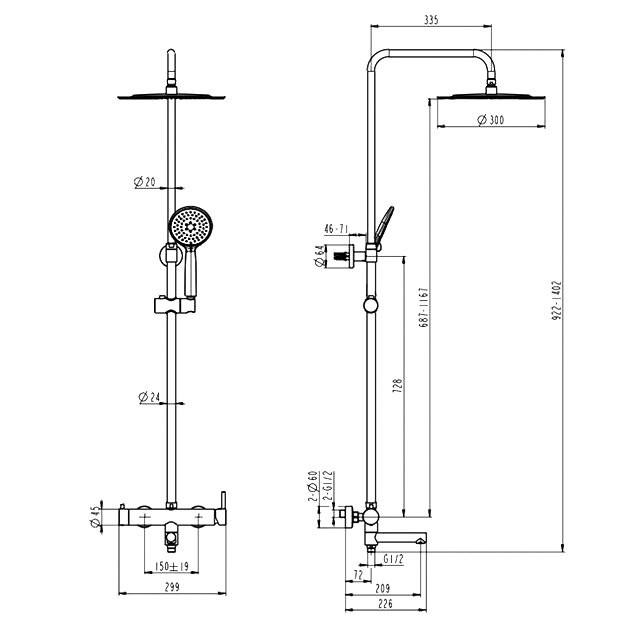 Душевая стойка Caprigo Don 53-315-brg матовое золото