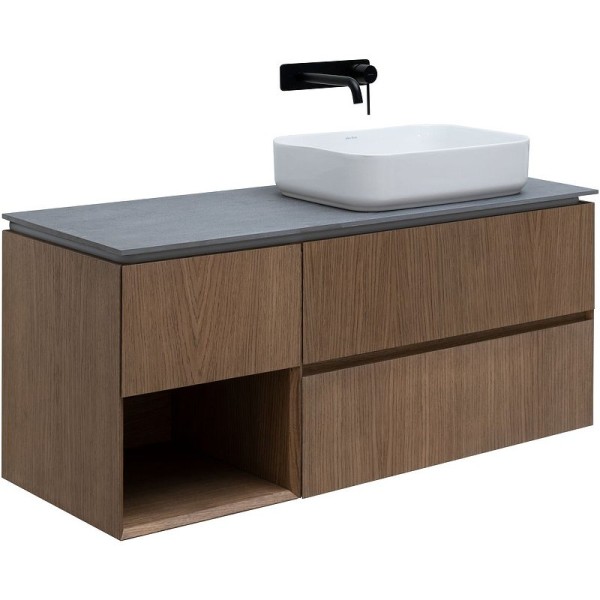 Тумба под раковину со столешницей Allen Brau Infinity 120 R, подвесная, дуб, столешница графит структ