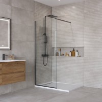 Душевая перегородка BelBagno Kraft 70 см, профиль матовый черный, стекло прозрачное