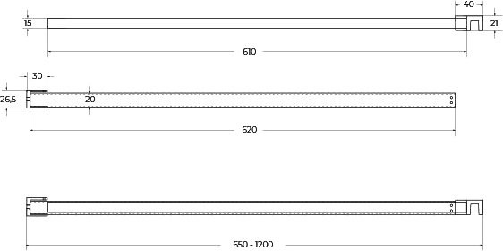 Душевая перегородка BelBagno Kraft 70 см, профиль матовый черный, стекло прозрачное