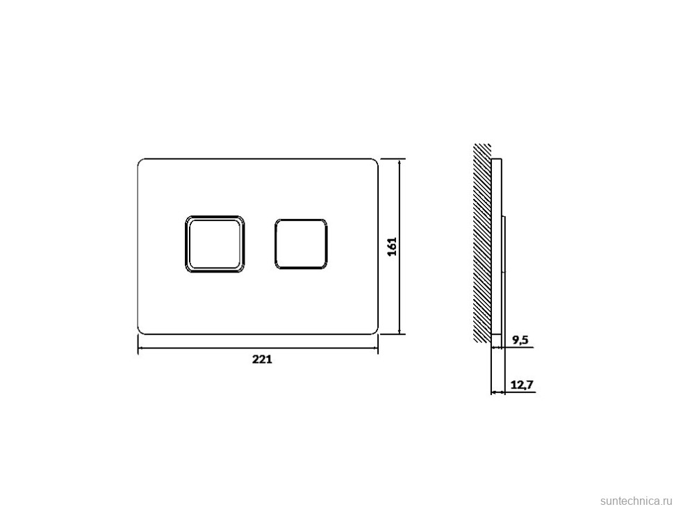 Кнопка смыва для унитаза Cersanit Accento Square 69075 пластик, цвет глянцевый хром