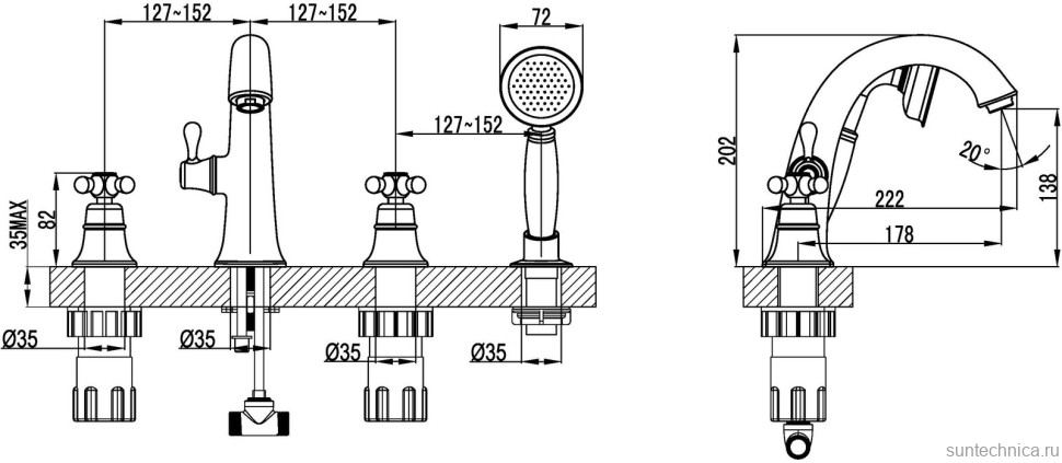 Смеситель на борт ванны Lemark Vintage LM2841B