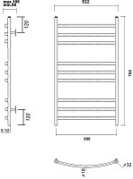 Полотенцесушитель водяной Domoterm Калипсо П9 50x70, черный матовый