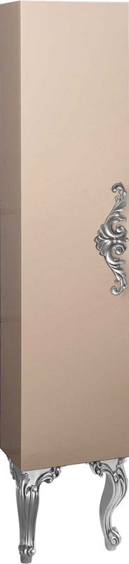 Шкаф пенал для ванной Armadi Art NeoArt капучино с ручкой серебро, с ножками