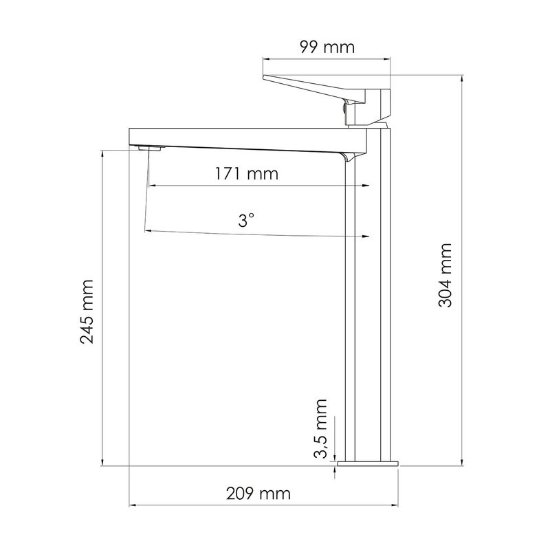 Смеситель для накладной раковины в ванную черный Bever 2403H WasserKRAFT