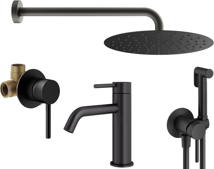 Комплект для ванной Plumberia Selection Ixo KITZXO01NO53 С ВНУТРЕННЕЙ ЧАСТЬЮ, черный матовый