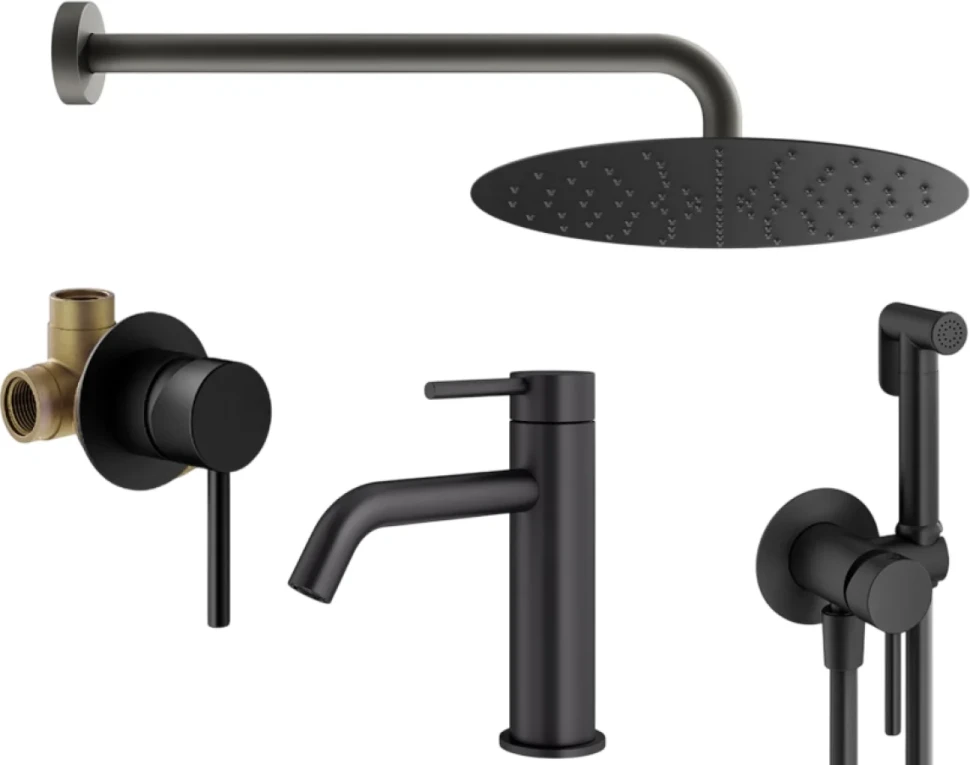 Комплект для ванной Plumberia Selection Ixo KITZXO01NO53 С ВНУТРЕННЕЙ ЧАСТЬЮ, черный матовый