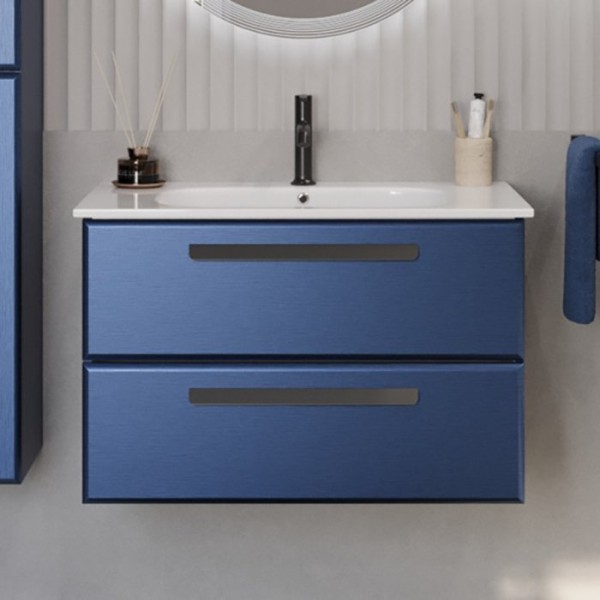 Тумба с раковиной Cezares Eco Cer 80 ручки матовые черные, sapfiro