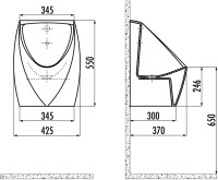 Писсуар подвесной Creavit TP645-00CB00E-0000 сенсорный, глянцевый белый, безободковый, со смывным механизмом