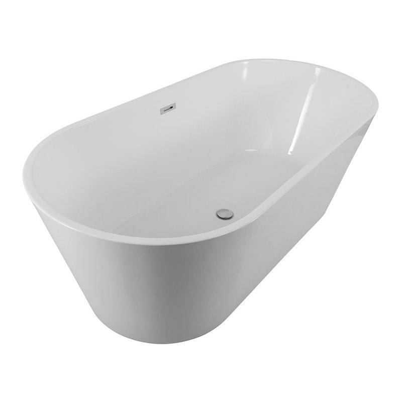 Акриловая ванна Art&Max AM-520-1700-790 170x80 см, отдельностоящая, белая, овальная, со сливом-переливом, с донным клапаном
