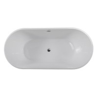 Акриловая ванна Art&Max AM-520-1700-790 170x80 см, отдельностоящая, белая, овальная, со сливом-переливом, с донным клапаном