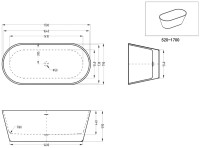 Акриловая ванна Art&Max AM-520-1700-790 170x80 см, отдельностоящая, белая, овальная, со сливом-переливом, с донным клапаном